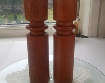 Vintage Wood Teak Salt & Pepper Shakers Tableware Mid Century Retro