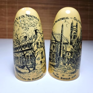 Vintage Crown Devon Ironstone Salt Pepper Shakers • Old Montreal Landmarks England