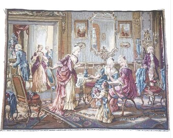 Tenture Murale Vintage Française 2x3 Ft – Tapisserie Gobelins Multicolore, Motifs Floraux Et Licornes