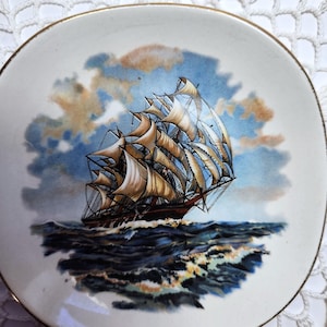 Royal Falcon Ware Weatherby Hanley Clipper Ship Trinket Dish Made in England