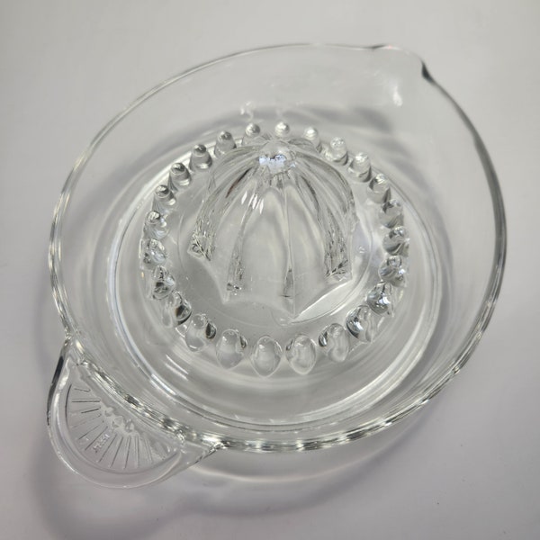 Vintage Italian Juicer Reamer Large 8" Clear Glass Citrus Juicer Seed Catcher