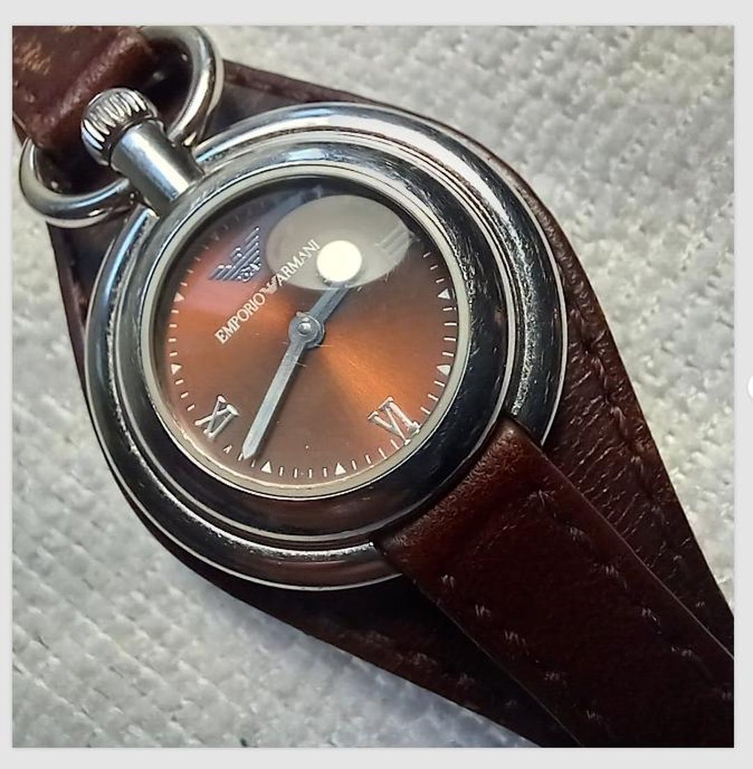 時計 Emporio Armani OROLOGI Brown LeatherBelt For EMPORIO ARMANI Dark Brown Genuine Leather Watch Strap