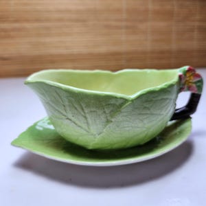 Salsera y plato vintage Carlton Ware Apple Blossom - Diseño australiano verde