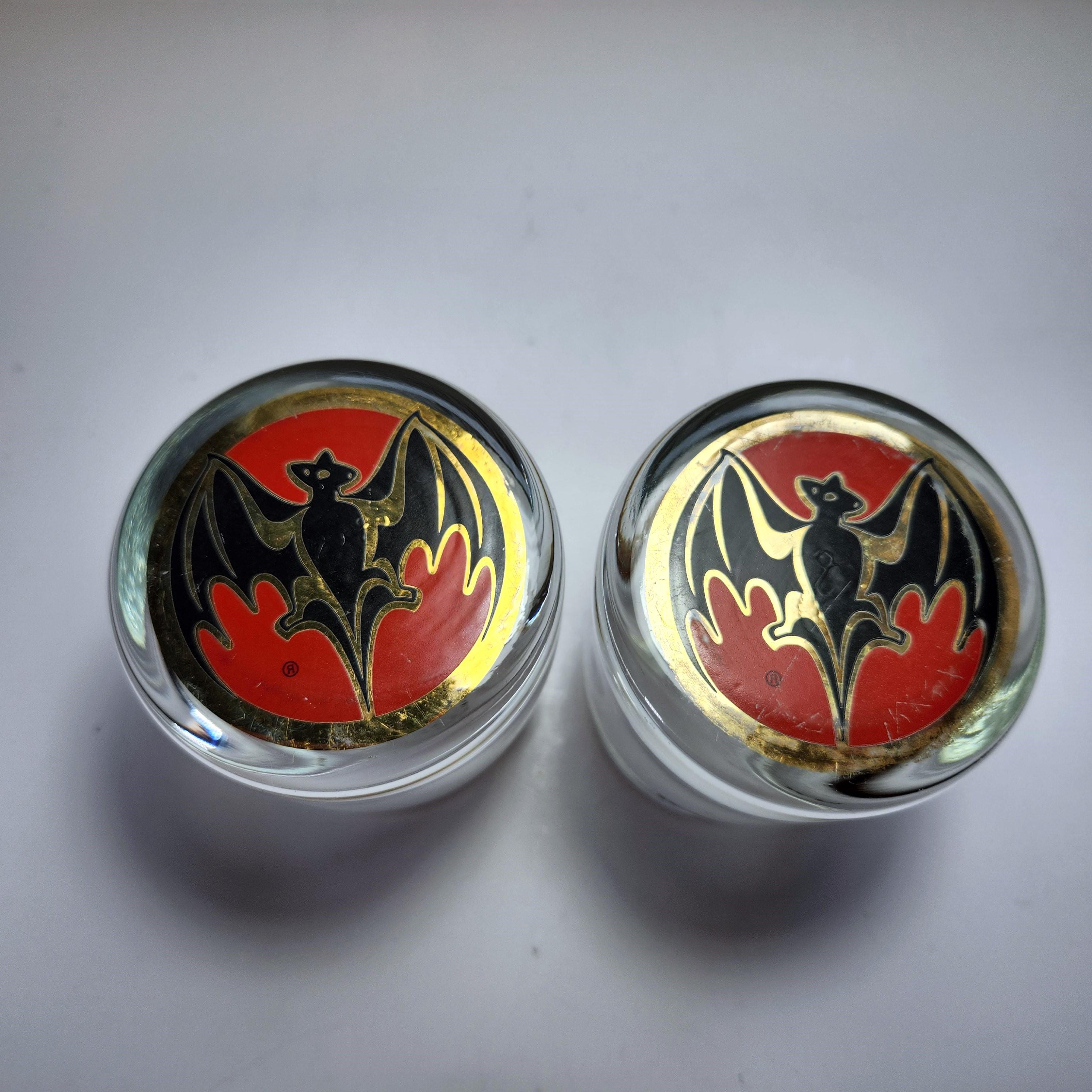 Bacardi Rum Glass Bacardi Bat Logo Lot of 2 Weighted Lo-ball