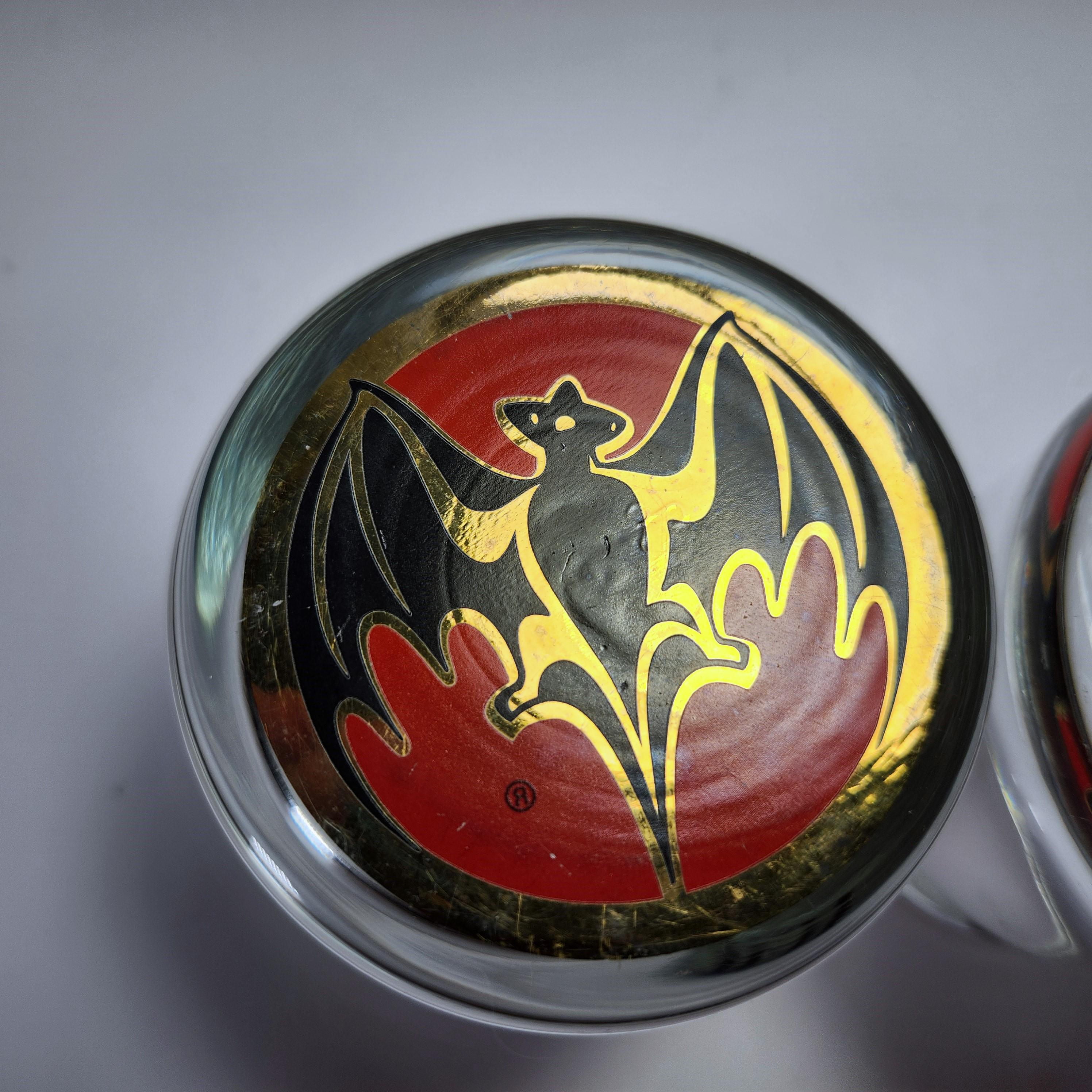 Bacardi Rum Glass Bacardi Bat Logo Lot of 2 Weighted Lo-ball