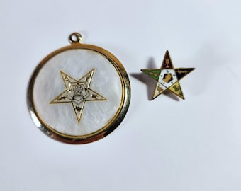 Masonic Pendant Order of the Eastern Star Pendant and Pin Freemason Vintage