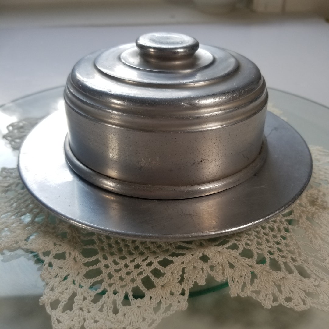 Vintage Mid Century Modern Aluminium Butter Dish Round Covered Etsy