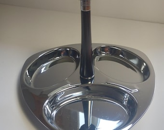 Glo Hill Gourmates Tray Bakelite Handle MCM Candy Tray 3 Dish Style Stainless