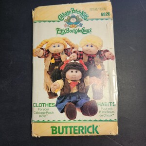 Butterick 6825 Cabbage Patch Kids Doll Clothes Pattern Western Wear for 16 Inch Cabbage Patch Dolls Vintage 80s