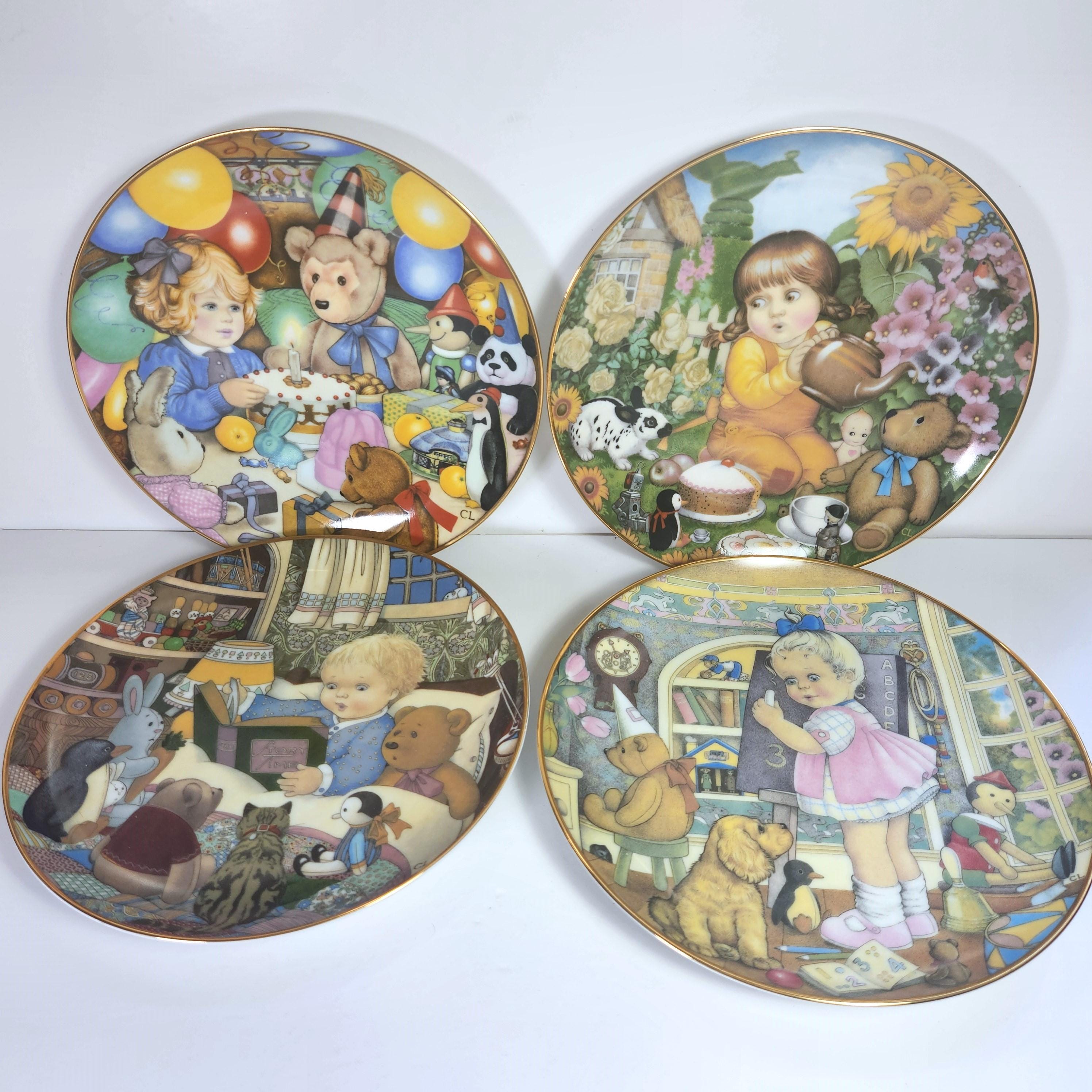 Franklin Mint Teddy Bear Collector Plates: Carol Lawson Porcelain