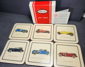 Vintage Pimpernel 1960s Coasters Set of 6 - Classic Cars Unused in Box