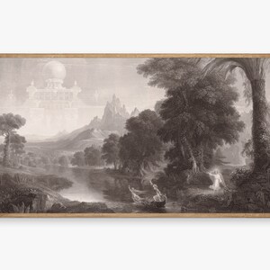 Samsung Frame TV Art | Antique Black and White Neutral Landscape Print | Digital Download TV Art 161