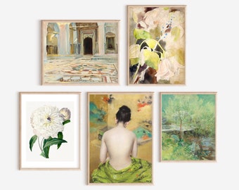 Vintage Gallery Wall Set of 5 | Printable Spring Gallery Wall Art Prints | Elegant Vintage Decor | Digital Download S5-1