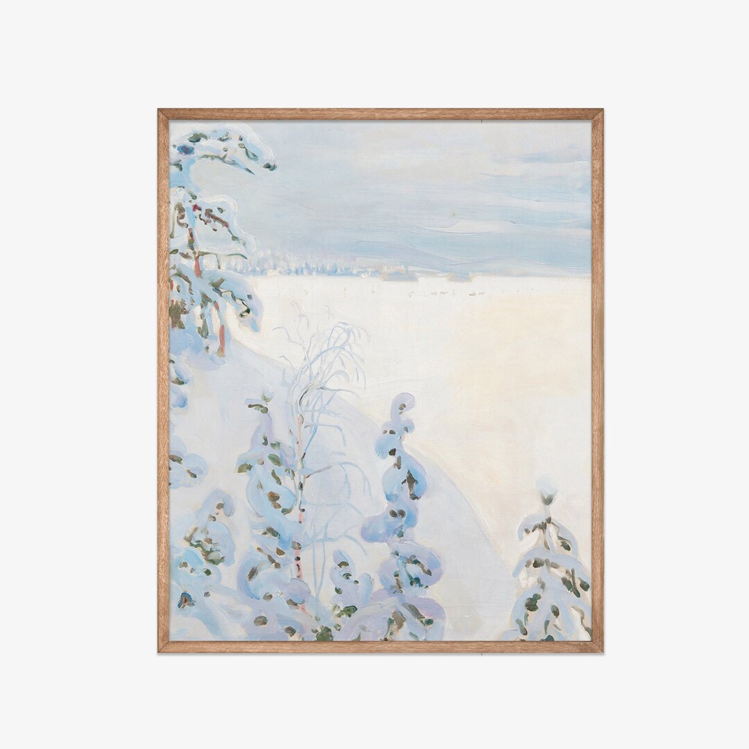 Vintage Winter Landscape Oil Painting | Antique Snowscape Wall Art ...