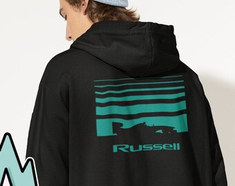 Bluza z kapturem George Russell, bluza z kapturem Mercedes AMG F1, prezent dla fana wyścigów, bluza Formuły 1 Motorsport, unisex