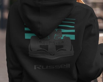Mercedes AMG F1 - George Russell Unisex black modern motorsports racing hoodie - Free shipping