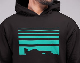Unisex black modern motorsports Mercedes AMG F1 racing hoodie - Free shipping