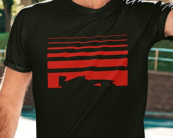 Men&#39;s black modern Ferrari F1 Formula 1 motorsports racing Short-Sleeve T-Shirt - Free shipping