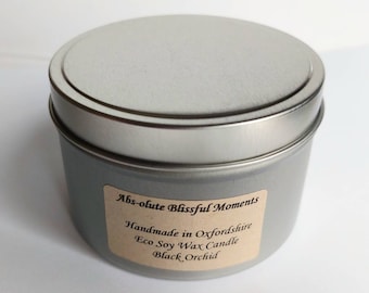 Black Orchid soy wax eco friendly scented candle. Gift for her. Home decor. Gift for him. Perfume scent.