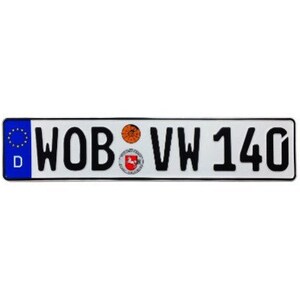 VW Wolfsburg Rear German License Plate (WOB) by Z Plates with Unique Number