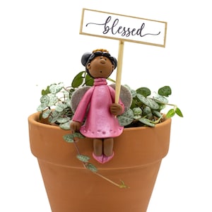 Angel Potsitter- Flower Pot Sitter- Plant Pot Sitter- Flower Pot Angel- Sits on Edge of Flower Pot- Flower Pot Decoration - Angel of Color