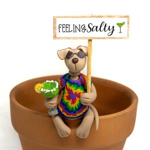 Margarita Dog Pot Sitter, Margarita Dog, Margarita Dog Pot Hugger, Plant Pot Pal, Dog Lover Gift, Tie Dye Dog, Plant Lover Gift
