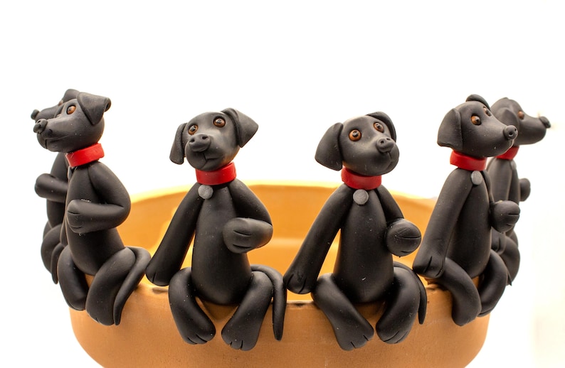Black Lab Pot Sitter, Dog Figurine, Labrador Retriever, Black Lab Pot Hugger, Plant Pot Pal, Dog Lover Gift, Black Lab Lover Gift afbeelding 5