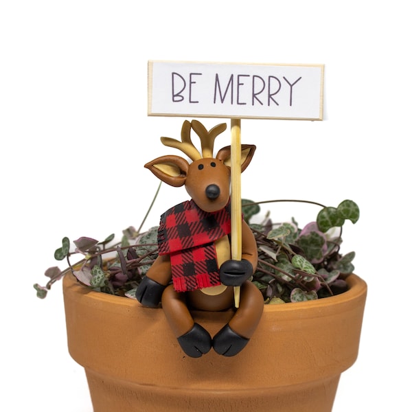 Reindeer Pot Sitter - Plant Lover Gift - Deer Pot Hugger  - Flower Pot Sitter - Plant Pot Pal - Flower Pot Reindeer - Teacher Gift -Reindeer