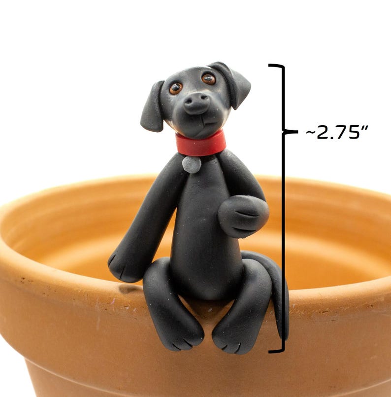 Black Lab Pot Sitter, Dog Figurine, Labrador Retriever, Black Lab Pot Hugger, Plant Pot Pal, Dog Lover Gift, Black Lab Lover Gift afbeelding 4