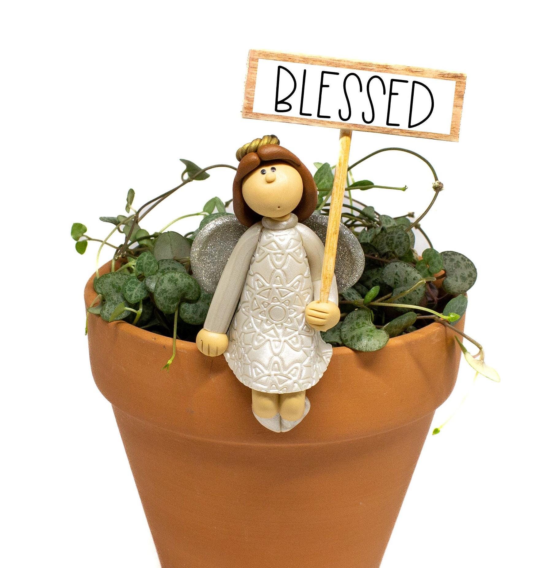 Angel Potsitter- Flower Pot Sitter- House Warming Gift - Flower Pot Angel - Sits on Edge of Flower Pot- Plant Lover Gift - Little Angel
