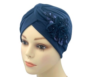 Cute Sequin Flower Chemo Headwear, Cancer Head Covering Women, Stylish Comfy Hat For Alopecia, Headwrap For Hairloss Patients, Beanie Turban