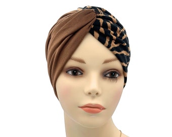 Comfy Double Pattern Chemo Cap, Cancer Head Cover, Twist Style Bald Head Hat, Slip On Chemo Headwear, Alopecia Hat, Chemo Turban For Women,