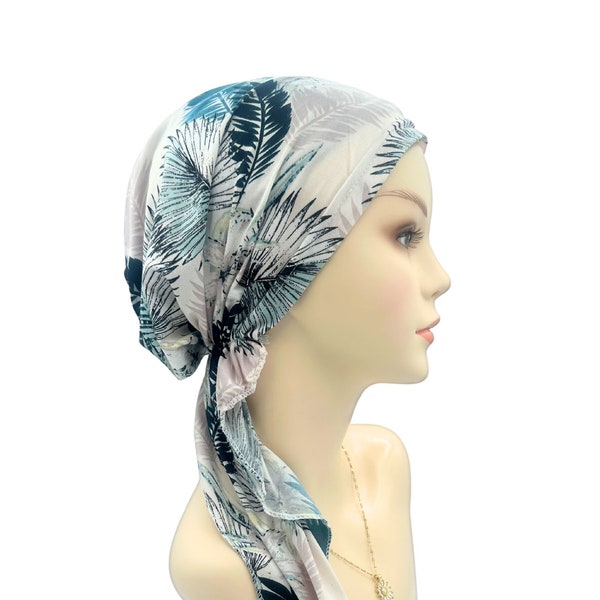 Comfy Chemo Headwear With Floral Patterns, Pre-tied Scarf For Alopecia, Soft Adjustable Scarves For Cancer Patients Hair loss, Women Scarves