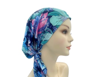 Pattern Chemo Head Scarf, Adjustable Chemo Headwear, Soft Pre-tied Cancer Women Scarves, Alopecia Head Scarf, Cancer Head Covering With Ties