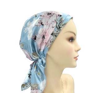 Cuty Pre-tied Chemo Head Scarf, Soft Satin Iightweight Chemo Headwear, Cancer Patient Head Covering, Alopecia Bald Head Hairloss Cover Women image 1