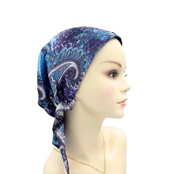 Pretty Satin Pre-tied Cancer Patient Head Covering, Easy Slip-on Chemo Headwear, Chemo Scarf, Cancer Head Scarves, Chemo Turbans, Alopecia