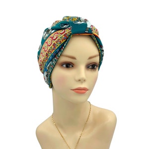 Cute Chemo Alopecia Hairloss Cap, Silk Lining Bald Head Hat, Cap Cancer Hat, Soft Slip-on Cap, Pre Tied Chemo Head Scarf, Hair loss Cover Blue