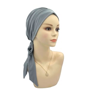 Pre-Tied Chemo Beanie Hat, Scarf For Cancer Patient, Head Covering Scarf, Chemo Headwraps, Plain Longtail plated Turban Hat, Sleep Turban