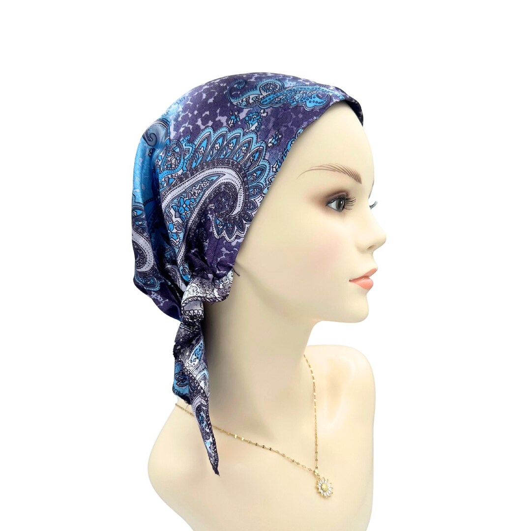 Pretty Satin Pretied Cancer Patient Head Covering, Easy Slipon Chemo
