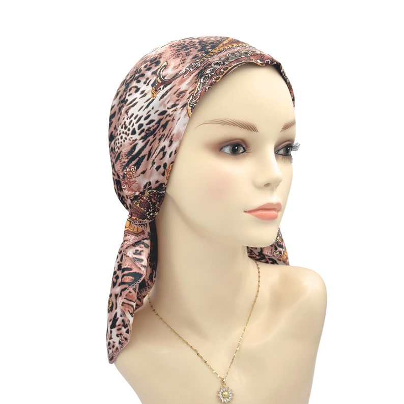 Cuty Pre-tied Chemo Head Scarf, Soft Satin Iightweight Chemo Headwear, Cancer Patient Head Covering, Alopecia Bald Head Hairloss Cover Women image 3