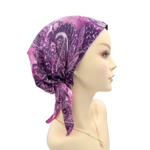 Cuty Pre-tied Chemo Head Scarf, Soft Satin Iightweight Chemo Headwear, Cancer Patient Head Covering, Alopecia Bald Head Hairloss Cover Women image 5