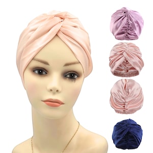 Premium Silk Sleep Turban, Double Layer Hair loss Cover, Sleep Turban, Turban Hajib, Soft Slip-On Cap, Hair Protective Cap, Cancer Patient