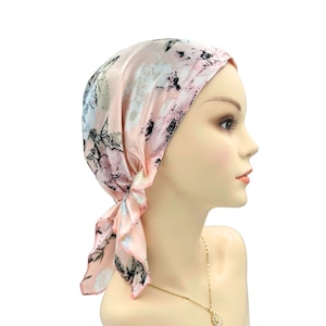 Cuty Pre-tied Chemo Head Scarf, Soft Satin Iightweight Chemo Headwear, Cancer Patient Head Covering, Alopecia Bald Head Hairloss Cover Women image 2