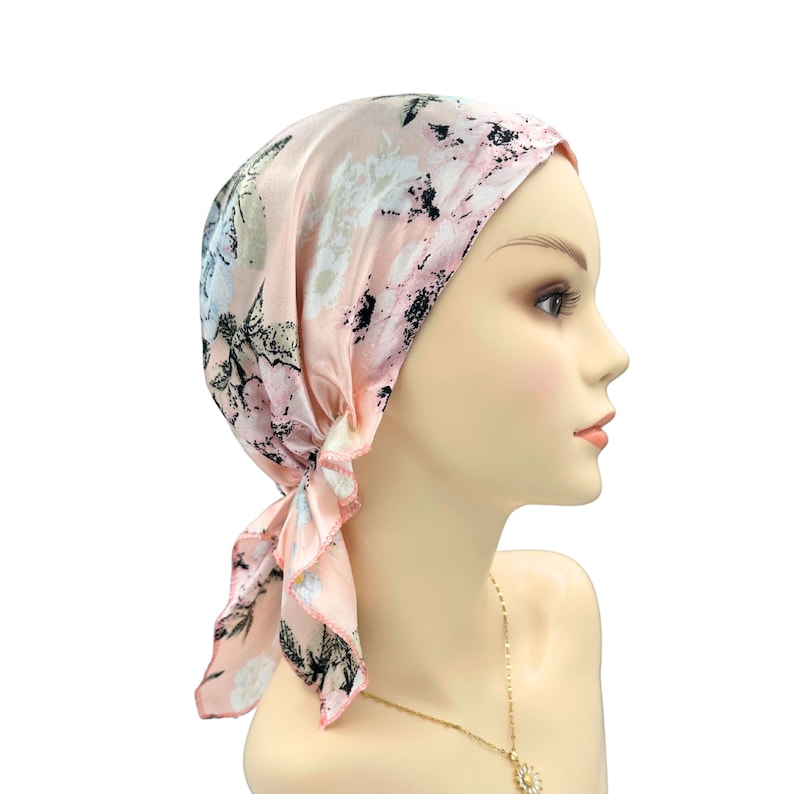 Cuty Pre-tied Chemo Head Scarf, Soft Satin Iightweight Chemo Headwear, Cancer Patient Head Covering, Alopecia Bald Head Hairloss Cover Women image 2