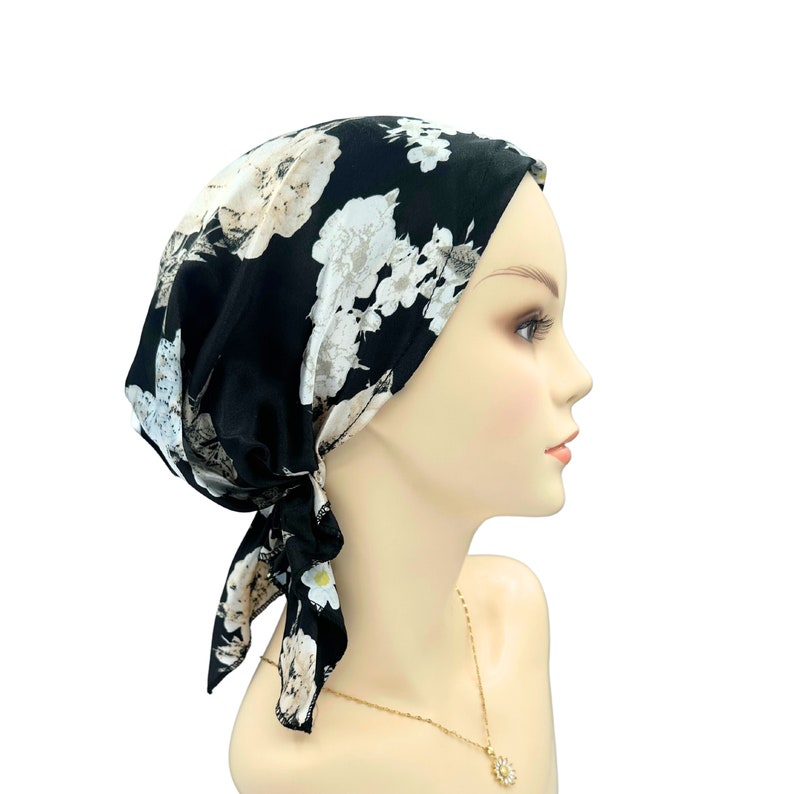 Cuty Pre-tied Chemo Head Scarf, Soft Satin Iightweight Chemo Headwear, Cancer Patient Head Covering, Alopecia Bald Head Hairloss Cover Women image 4