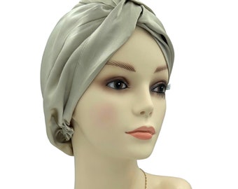 100% Mulberry Silk Turban, Double Layer Silk Bonnet, Pure Silk Sleeping Hat, Soft Slip-On Cap, Hair Protective Cap, Chemo Patient Hair Wrap