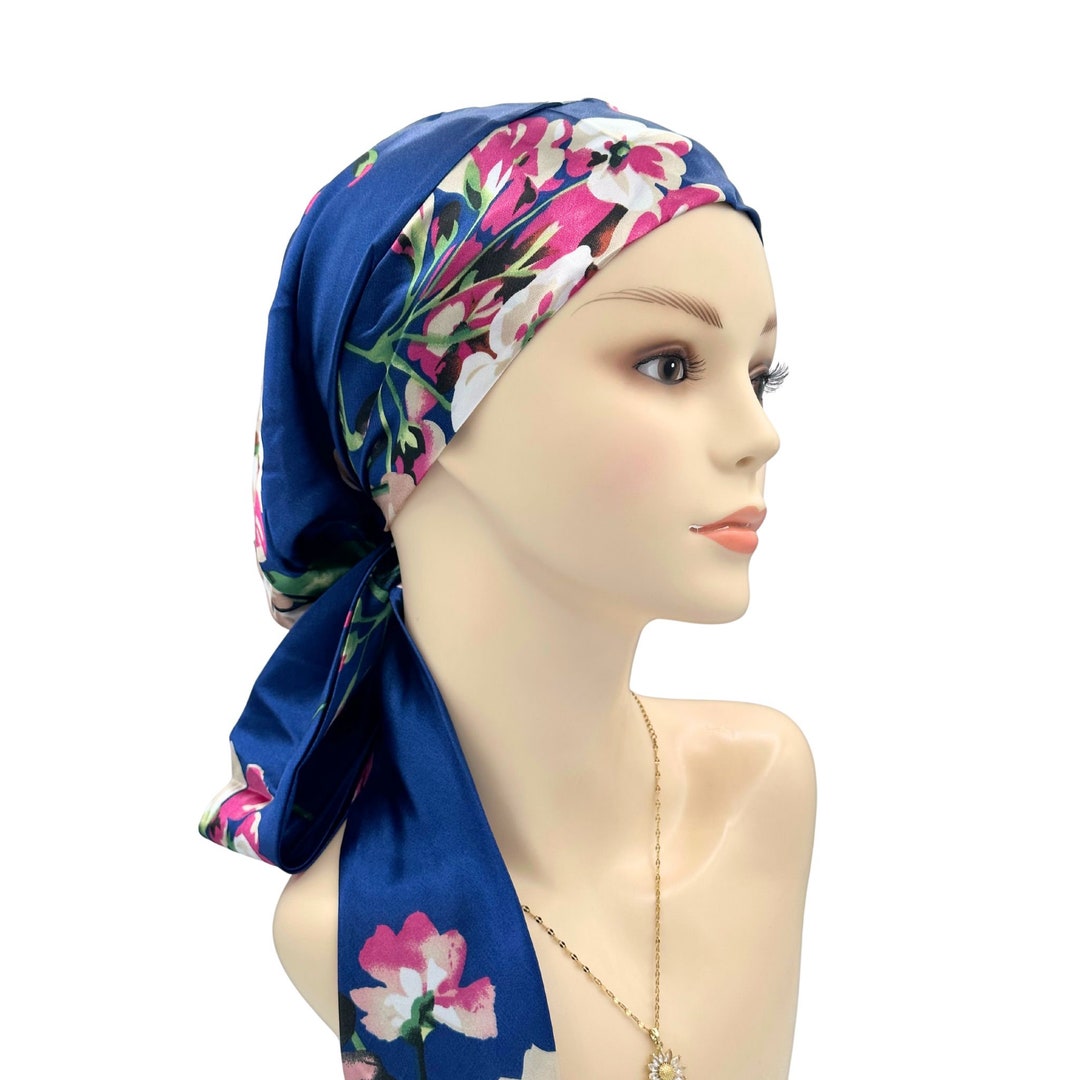 Silky Floral Print Cancer Head Covering, Chemo Headwear, Chemo Head
