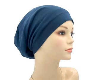 Comfy Cotton Baggy Sleep Turban, Satin Lining Sleep Bonnet, Double Layer Alopecia Hat, Soft Slip-On Cap, Chemo Headwear, Chemo Night Cap Hat