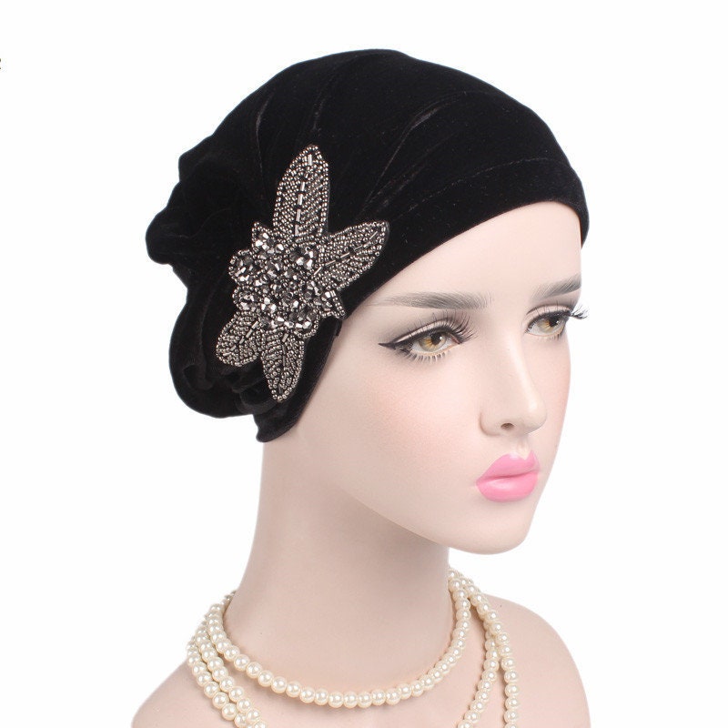 Beaded Rhinestone Velvet Turban Hat Turban Hat Hijab Scarf - Etsy