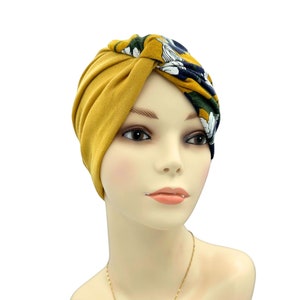 Two-Tone Cross Style Chemo Headwear, Pre Tied Headwrap For Cancer Patients, Soft Comfy Hat, Cancer Head Covers, Alopecia Cap, Bald Head Hat